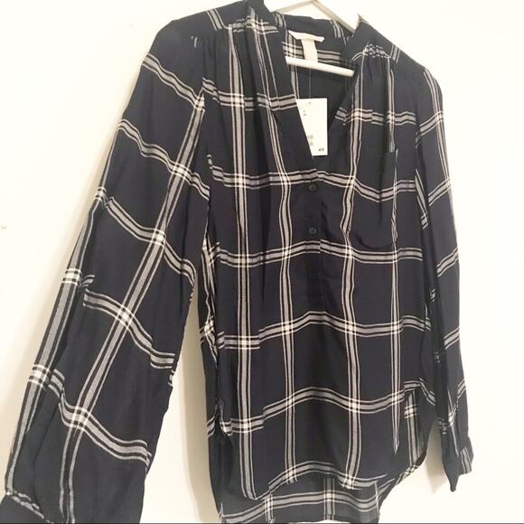 H&M NMT blue and white plaid top SZ 2 - Picture 2 of 6